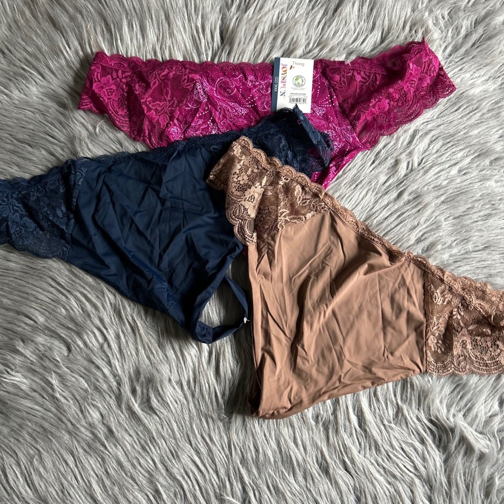 Joyspun Thong Women's Size XXXL (22) Panty Micro Lace Panties 3 Pair Stretchy‎